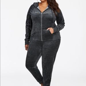 Bebe gray velour jogger track suit